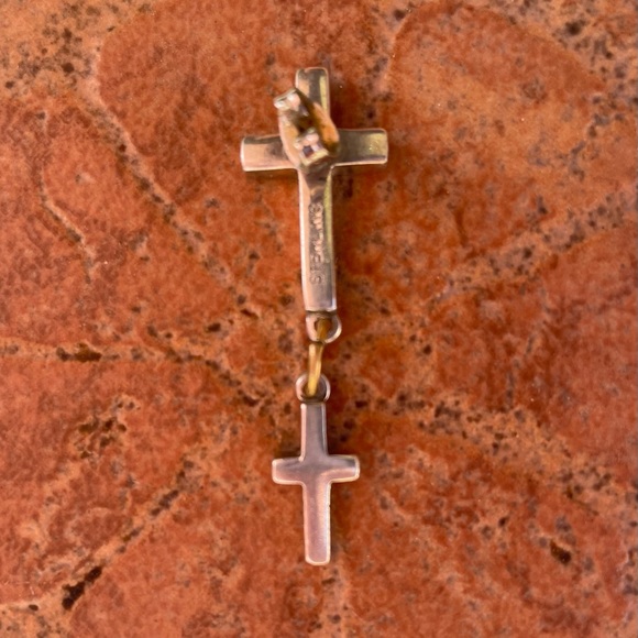 Sterling Silver Pierced Dangle Cross Earring - Picture 4 of 9